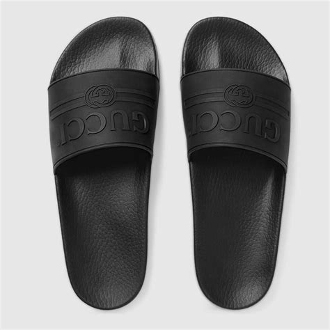 gucci logo slide sandals|Gucci slide sandals black rubber.